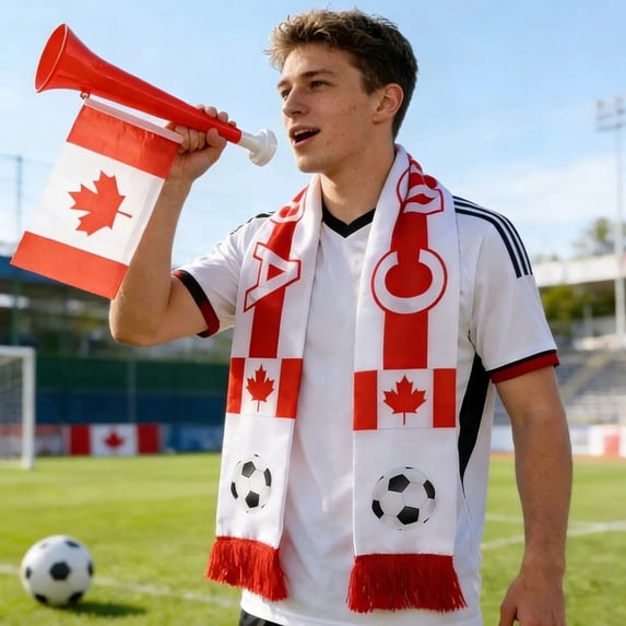 1set Canada Countries scarf and Flag for football fans Horn Party Banner, Cheering Accessory- Megaphones Cheer Horns Flag Countries, Perfect for Sports Events, Football Games
