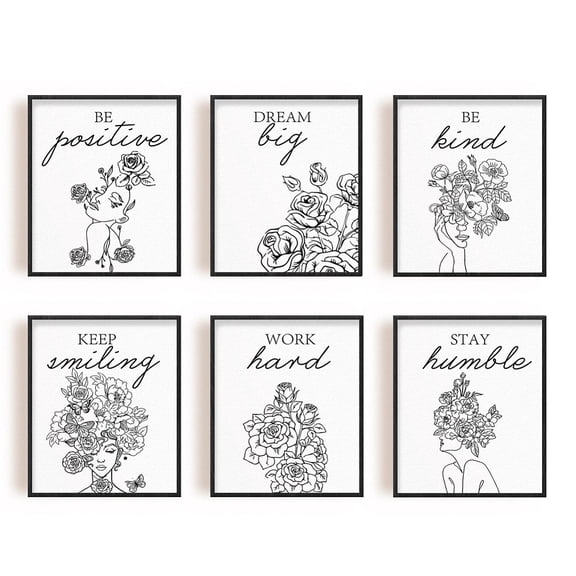 1set Chemical Fiber Oil Canvas Hanging Painting Home Wall Decoration Rectangle Women Pattern 250x200mm 6 style 1pc/style 6pcs/set