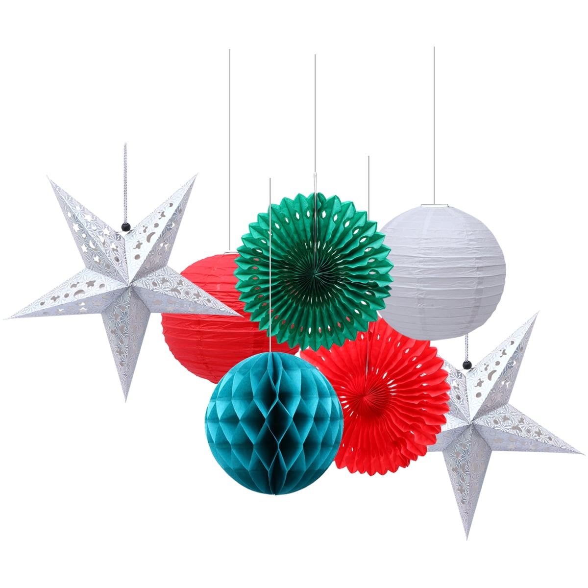 1set Christmas Paper Fan Decoration Set Paper Lantern Party Layout