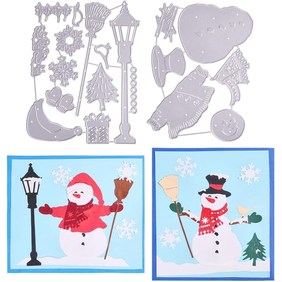 1set Christmas Snowman Embossing Template Street Light Carbon Steel Die Cuts Christmas Tree Gift Snowflake Embossing