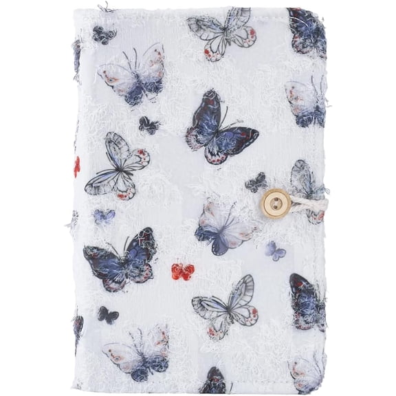 1set Cloth Binder Notebooks with Transparent PVC 6-hole Loose-leaf Invoice Pocket Butterfly 188x115x26mm