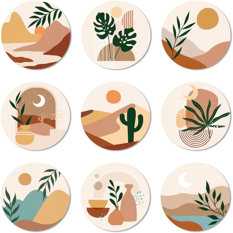 1set Composite Wood Board Cup Mats Set Printed Coasters Mixed Shapes ...