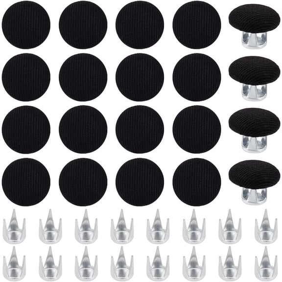 1set Cotton Cap Top Buttons with Aluminum Findings for Hat Making Accessories Black 14.5x5.5mm