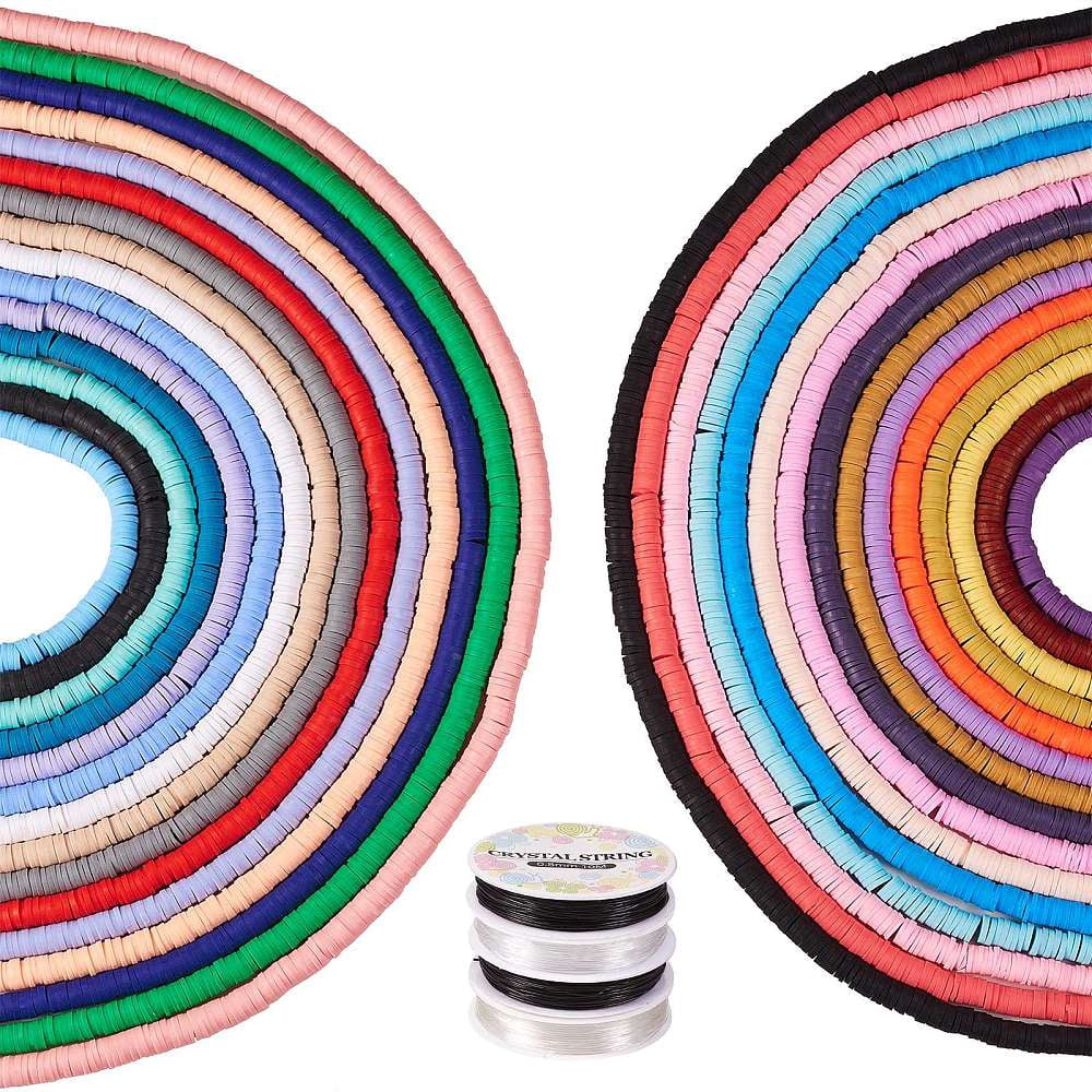 1set DIY Bracelets Making Kits Including 30 Strands Handmade Polymer Clay Beads Mixed Color 6x0.5~1mm Hole: 1.8~2mm about 290~400pcs/strand