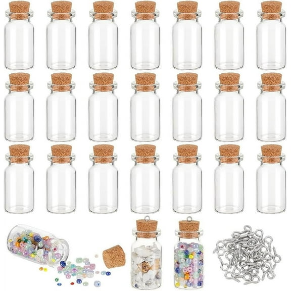 1set DIY Glass Wishing Bottle Pendant Making Kits Clear 40x22mm Capacity: 10ml(0.34fl. oz)