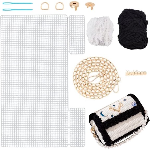 1set DIY Knitting Crochet Bags Kit Mesh Plastic Canvas Sheets Set