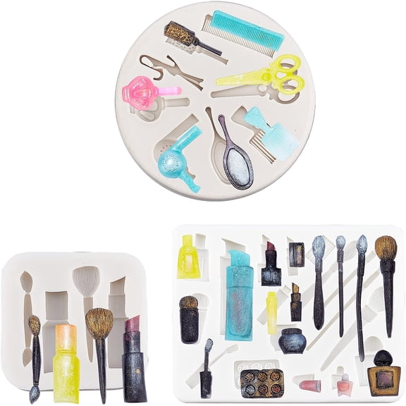 1set DIY Makeup Tools Silicone Molds Kits with Silicone Measuring Cup Plastic Transfer Pipettes Disposable Latex Finger Cots Birch Wooden Sticks