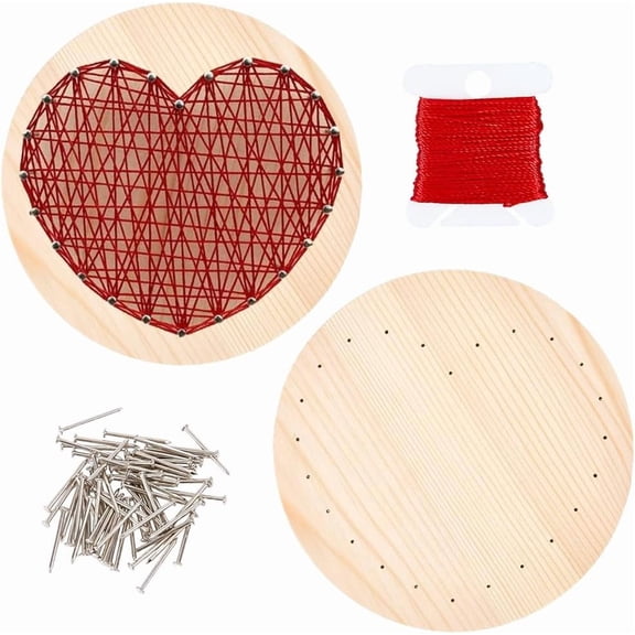 1set DIY String Arts Kit Set Including Wooden Board Plastic Holder Accessories Iron Nails Screws Polyester Thread Sailboat 19x3mm 84pcs DIY