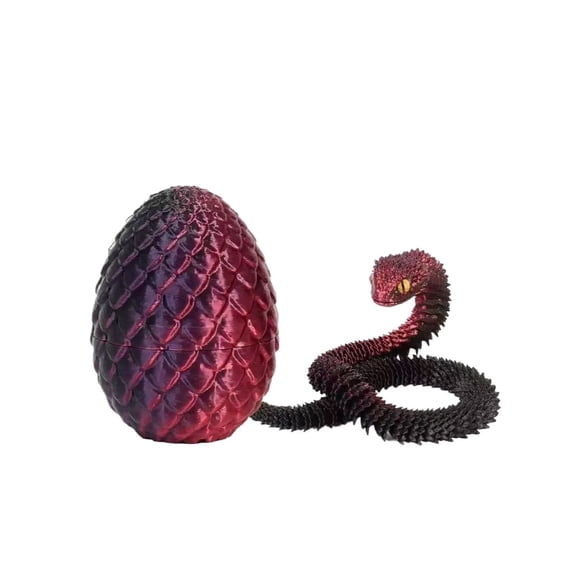 1set Dark Red Size: 30cm+ Snake Egg 3D Printed Figurine, Articulated Animal Model