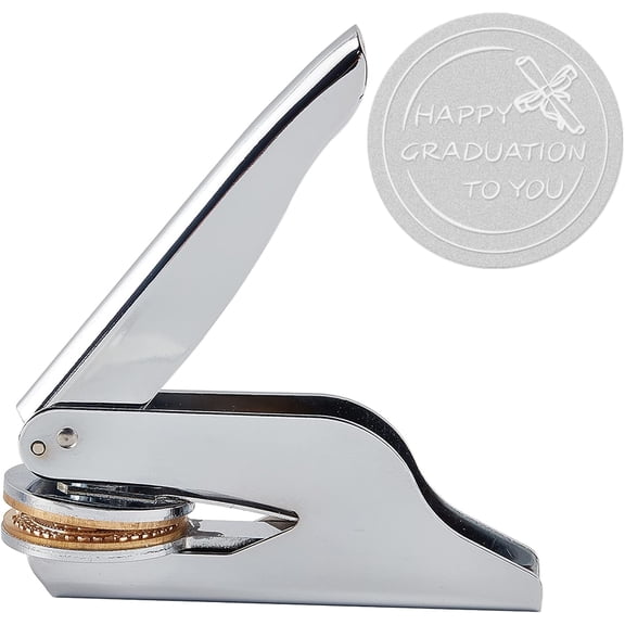 1set Diploma Embosser Stamp from The Library of Embosser Graduation Hat Hand-Held Embosser Seal Library Stamp Monogram for Envelopes Anti-Counterfeiting Letter Paper Napkins Invitations