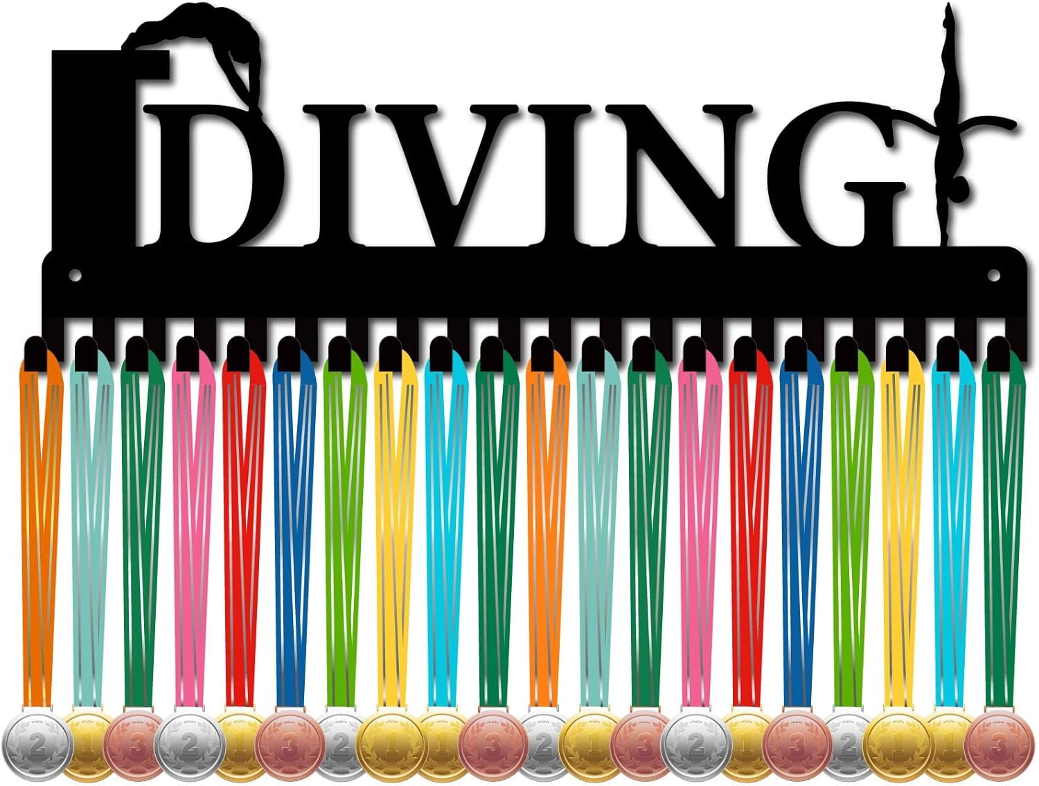 Diving Rack Box 1set Diving Sport Medal Holder Iron Medal Rack Wall Mounted 20+ Medals ...