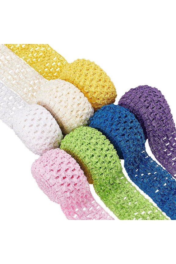 1set Elastic Crochet Headband Ribbon for Hair Accessories Gift Wrapping Mixed Color 40x2mm for DIY