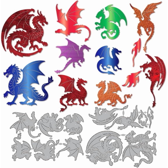 1set Evil Dragons Metal Die Cuts Flying Fire Dragon Cutting Dies Stencil Fantasy Theme Embossing Scrapbooking Cuts Template