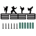 thumbnail image 1 of 1set Fashion Iron Medal Hanger Holder Display Wall Rack with Screws KARATE Pattern Electrophoresis Black 150x400mm, 1 of 7