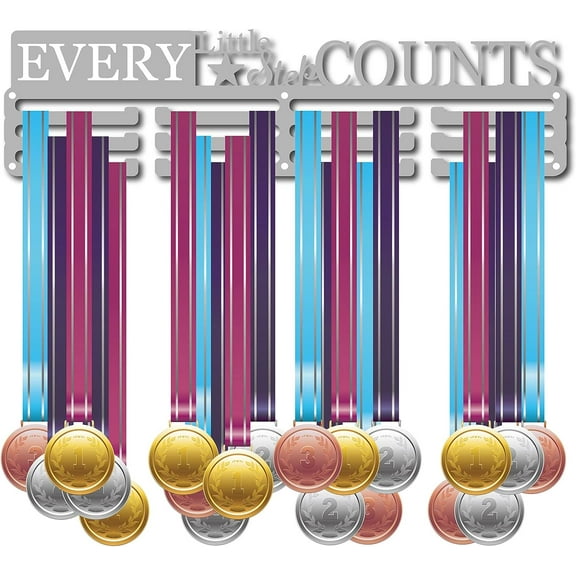 1set Fashion Iron Medal Hanger Holder Display Wall Rack with Screws Quote Silver 10.5x40cm