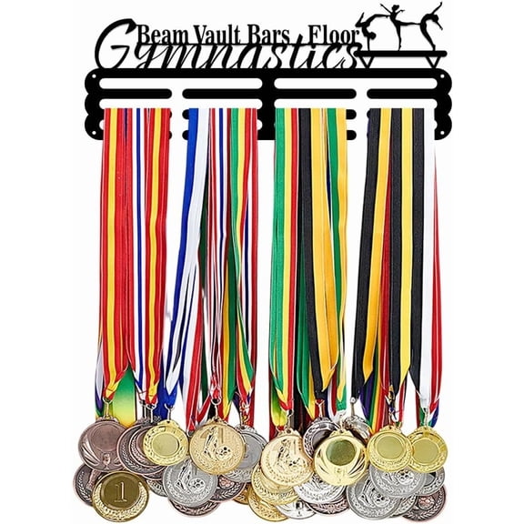 1set Fashion Iron Medal Hanger Holder Display Wall Rack with Screws Word Beam Vault Bars Floor Gymnastics Electrophoresis Black 150x400mm for DIY