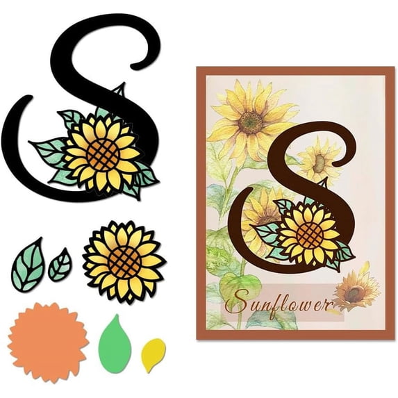 1set Flower Letter S Carbon Steel Cutting Dies Stencils for Scrapbooking Photo Album Decorative Embossing Paper Card Greeting Card Mold 80~100x82~84x0.8mm 2pcs/set