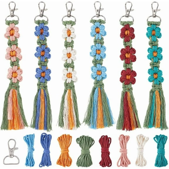 1set Flower String Threads Knitting Decoration Making Kits Mixed color 3~38x24mm