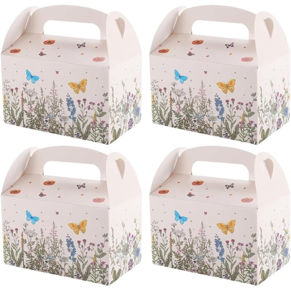 1set Folding Paper Gift boxes box for Party Wedding Bakery boxes Rectangle with Flower Pattern Pink 9.5x15.9x9.4cm Unfold: 25.9x25.4x0.1cm