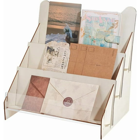 1set Greeting Card Display Stand Multipurpose Sticker Display Stand Wooden Holder Stickers Photos Display Stand for Vendors Retail Counter Tabletop Display 13.4x9.4x13.3 inch