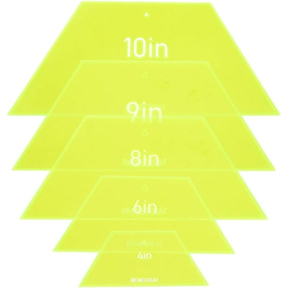 1set Half Hexagon Quilting Template 4/6/8/9/10inch Acrylic Quilting Ruler Allowance Templates Ruler for Hand Patchwork Machine Quilting Sewing Needlework Craft Green