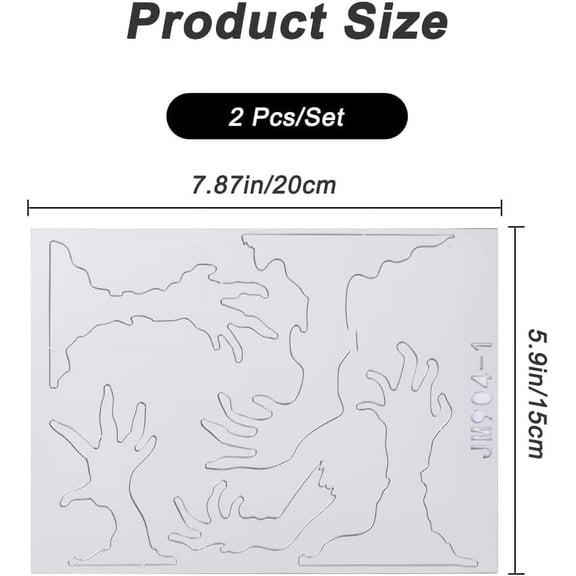 1set Halloween Acrylic Mirror Wall Stickers for Home Living Room Bedroom Decoration Ghost Hand Silver 200x150x0.8mm 2pcs/set