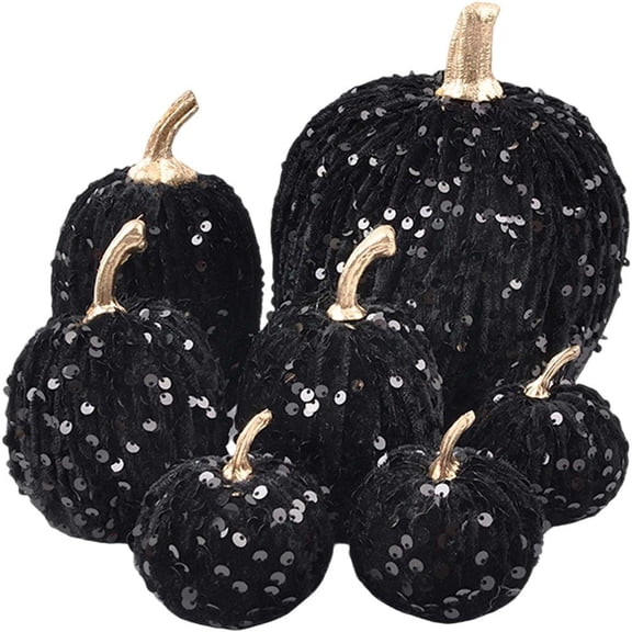 Artificial Sequin Pumpkin Ornament Set, Faux Pumpkin Table Decor For Autumn Thanksgiving Indoor Outdoor Layout