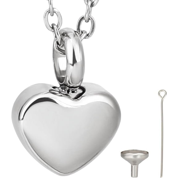 1set Heart Urn Necklace for Ashes Keepsake Cremation Jewelry Stainless Steel Urns Pendant Mini Urn Jewelry Rose Gold Urn Pendant with Cable Chain Funnel Pin Waterproof for Women Men 12x17mm