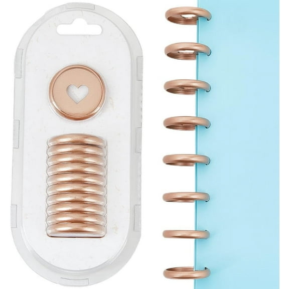 1set Hollow Heart ABS Plastic Loose Leaf Ring Round Binder Discs Mushroom Hole Notebook Binding Ring Expansion Discs BurlyWood 32x6mm 11pcs/set