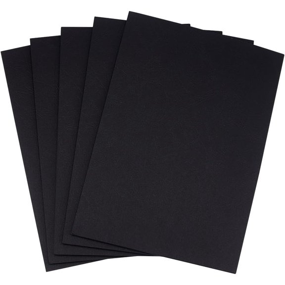 1set Imitation Leather Paper Binding Cover Paper Rectangle Black 297x210x0.3mm