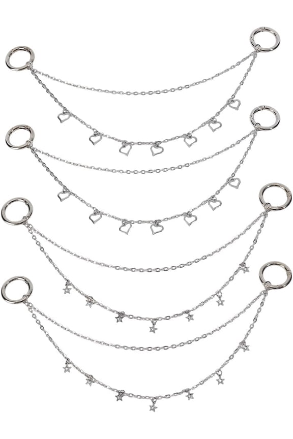 1set Iron Boot Strap Chains with 304 Stainless Steel & Alloy Spring Gate Rings 275mm