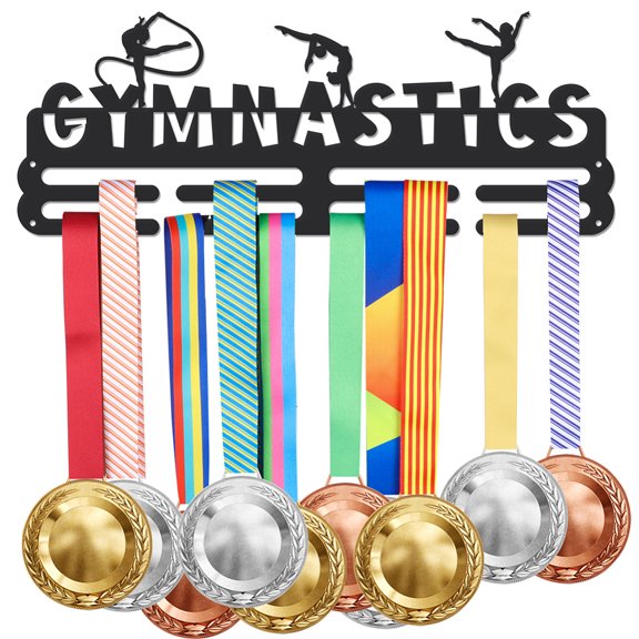 1set Iron Medal Hanger Holder Display Wall Rack 3-Line with Screws Black Gymnastics 400x150mm for DIY