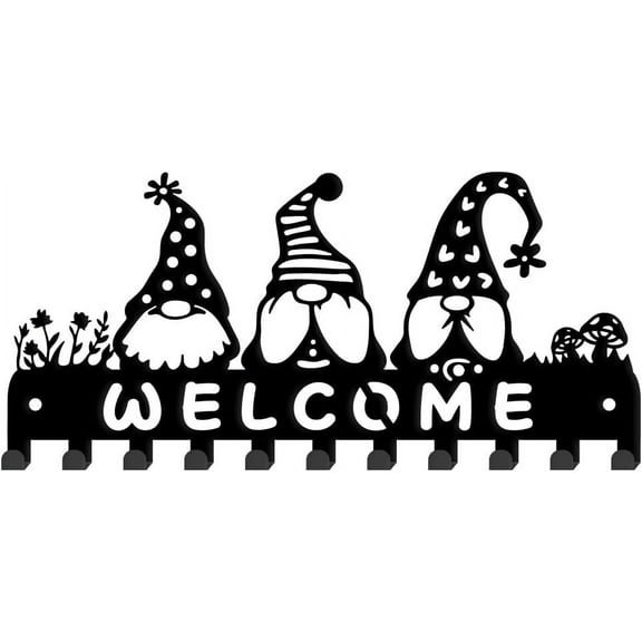 1set Iron Wall Mounted Hook Hangers 10-Hook Decorative Organizer Rack for bag Clothes Key Scarf Hanging Holder with Screws Black Gnome 115x250mm.