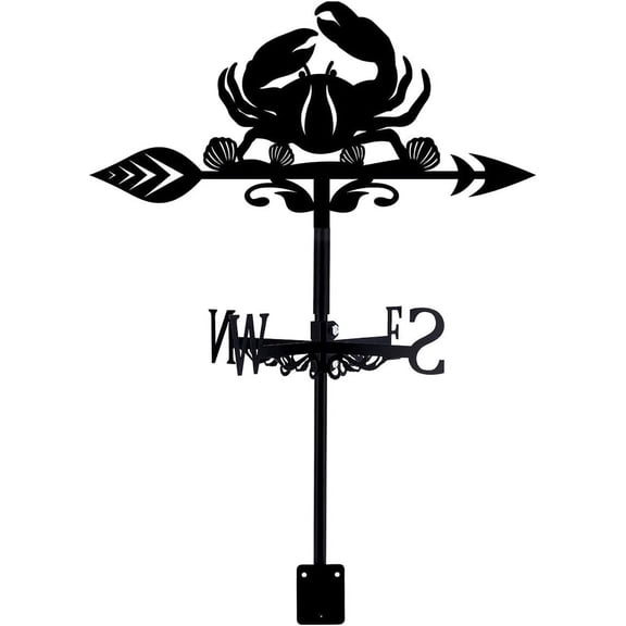 1set Iron Wind Direction Indicator Weathervane for Outdoor Garden Wind Measuring Tool 240~245x358mm Black