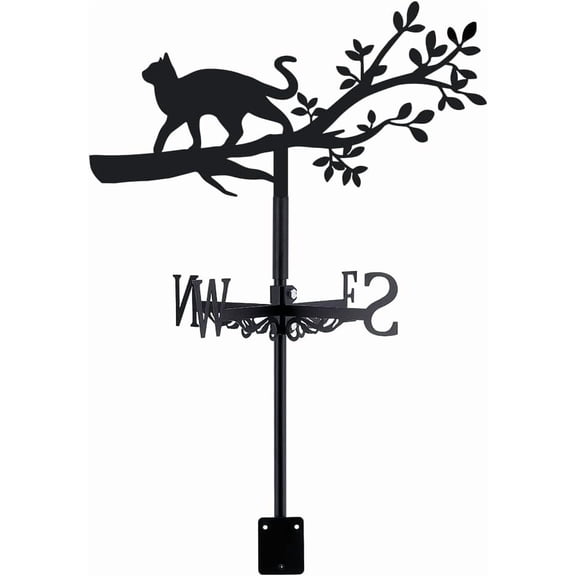 1set Iron Wind Direction Indicator Weathervane for Outdoor Garden Wind Measuring Tool Cat Shape 237x256mm
