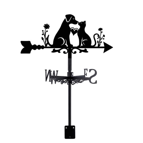 1set Iron Wind Direction Indicator Weathervane for Outdoor Garden Wind Measuring Tool Dog 265x358mm for DIY