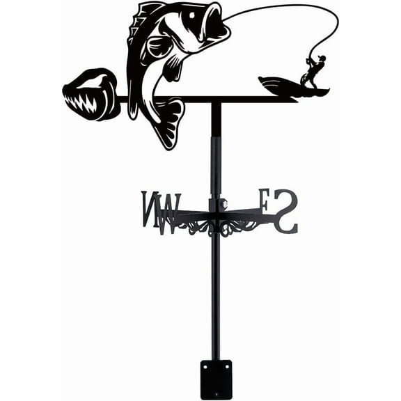 1set Iron Wind Direction Indicator Weathervane for Outdoor Garden Wind Measuring Tool Fish 237x356mm