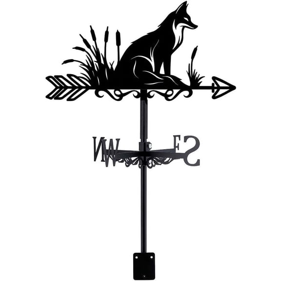 1set Iron Wind Direction Indicator Weathervane for Outdoor Garden Wind Measuring Tool Fox 265x358mm for DIY