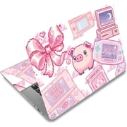 1set Laptop Skin Sticker Laptops Cover Decal Notebook PC Computer Universal Art Protector Reusable Waterproof Pixel Style Vinyl Notebooks Art Decals Fits 12-15.6 inch Pink Retro Game Pink
