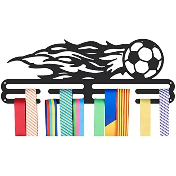 1set NBEADS Medals Hanger Display Holder Rack Football and Flames Sports Medals Display Wall Mounted Frame