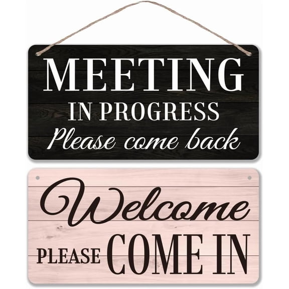 1set Natural Wood Business Open Closed Double-Sided Hanging Signs with Jute Twine Word 300x150x5mm Hole: 5mm