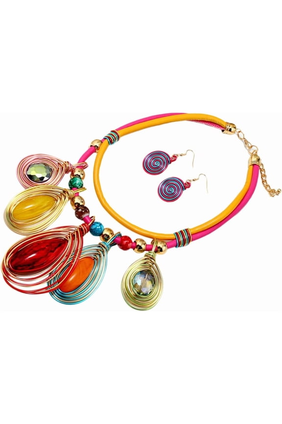 1set Necklace and Professional Earring Set for Women Jewelry African Jewelry Elegant Necklace Drop Earrings[k209]