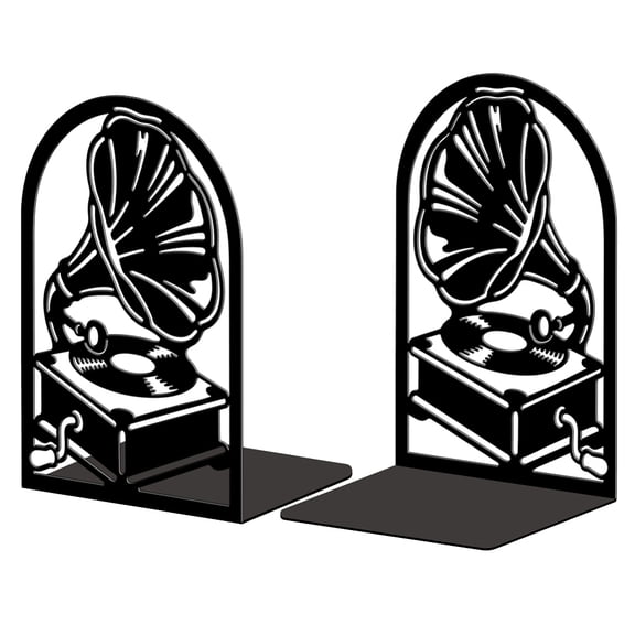 1set Non-Skid Iron Bookend Display Stands Adjustable Desktop Heavy Duty Metal Book Stopper for Shelves Phonograph 135x110x200mm 2pcs/set