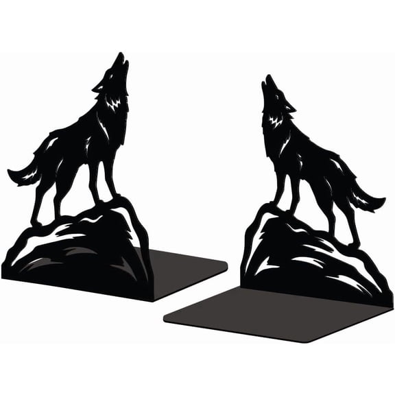 1set Non-Skid Iron Bookend Display Stands Adjustable Desktop Heavy Duty Metal Book Stopper for Shelves Wolf 150x162x110mm 2pcs/set DIY
