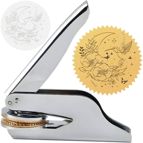 1set Non-Tarnish Custom Embosser Hand-Held Embossing Stamp Seal Embosser for Books Envelopes Napkins Bird 42mm