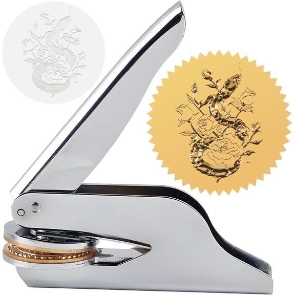 1set Non-Tarnish Custom Embosser Hand-Held Embossing Stamp Seal Embosser for Books Envelopes Napkins Snake 42mm