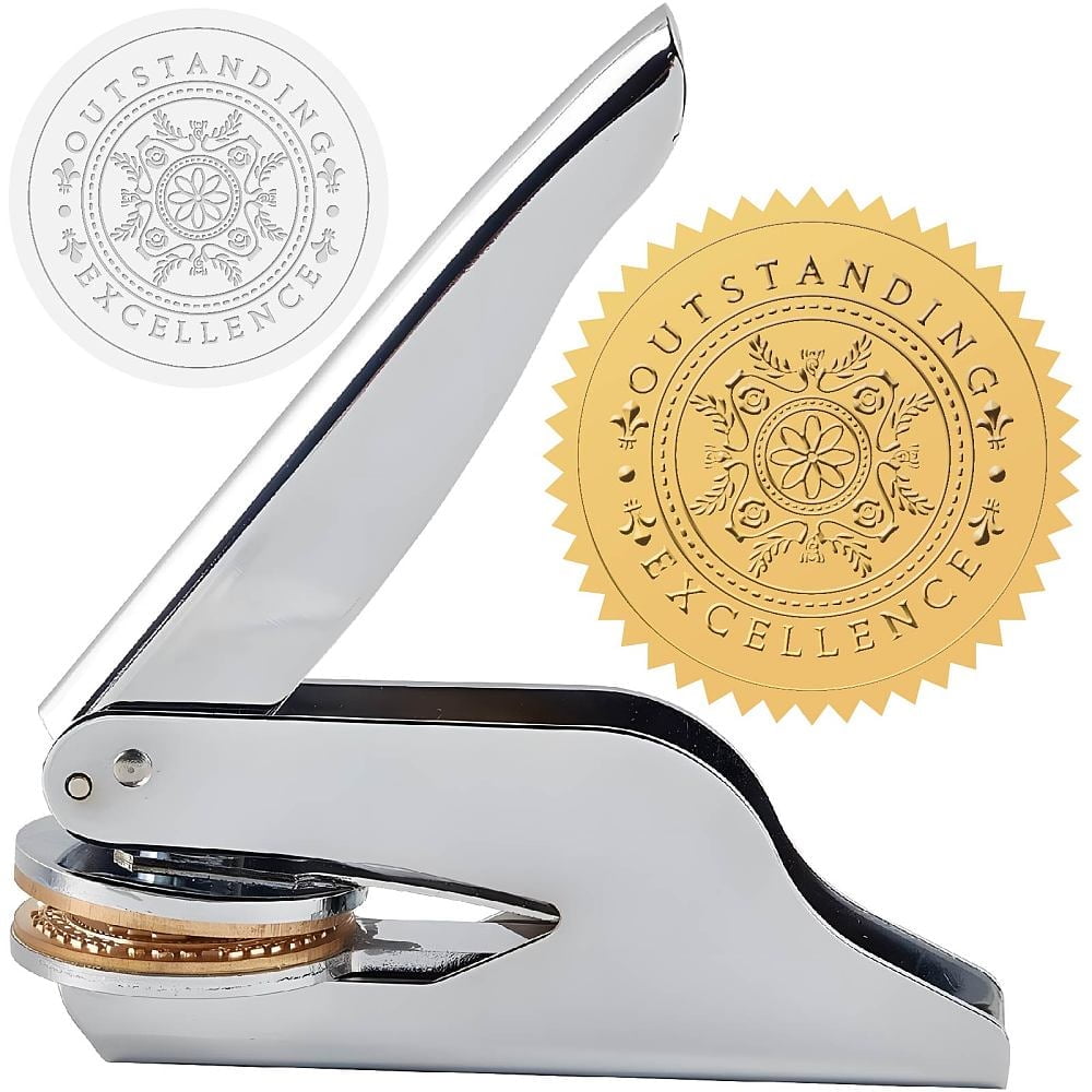 1set Non-Custom Embosser Hand-Held Embossing Stamp Seal Embosser for Books Envelopes Napkins Word 42mm
