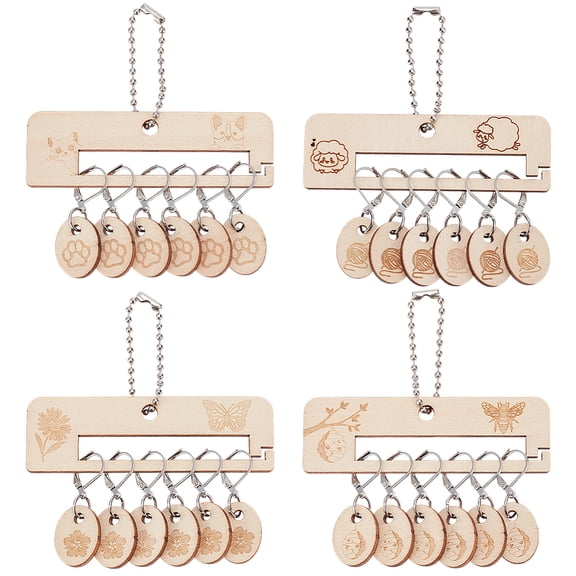 1set Oval Wooden Pendant Locking Stitch Markers and Frame with Iron Leverback Earring Findings Cornsilk 9cm 4 styles 1pc/style 4pcs/set