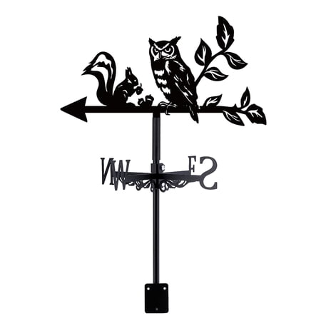 1set Owl Squirrel Weather Vane Metal Wind Direction Indicator Measuring Instrument Roof Installation Weathervane