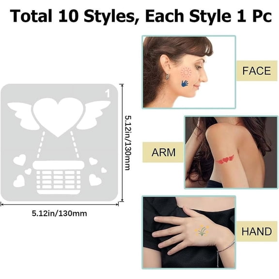 1set PET Plastic Face Drawing Painting Stencils Templates Square 13x13x0.03cm Hole: 3mm 10pcs/set